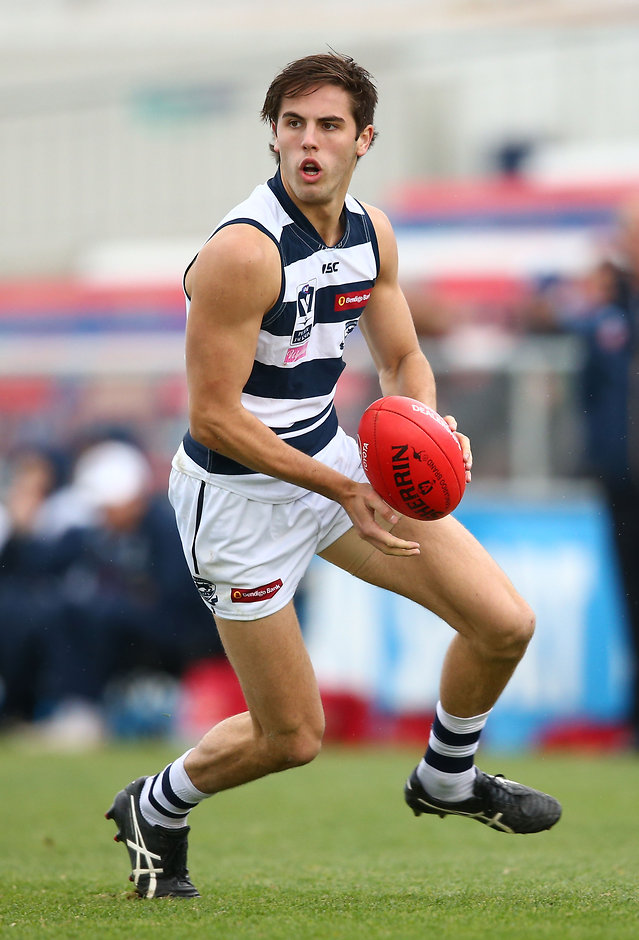VFL 2016 Rd 10 - Footscray v Geelong MELBOURNE, AUSTRALIA - JUNE 11: James Parsons of Geelong runs with the ball during the round ten VFL match between the Footscray Bulldogs and Geelong at Whitten Oval on June 11, 2016 in Melbourne, Australia. (Photo by Scott Barbour/AFL Media)